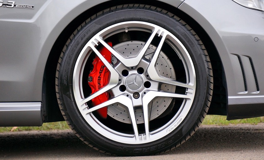 Black tyre sidewall from tyre dressing