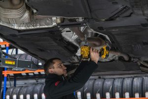 Mr Tyre Peterborough tightening exhaust clamp